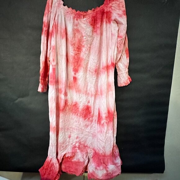 Vintage Victoria's Secret Size Medium Tie Dyed CottageCore Nightgown Prairie Red - Picture 11 of 13